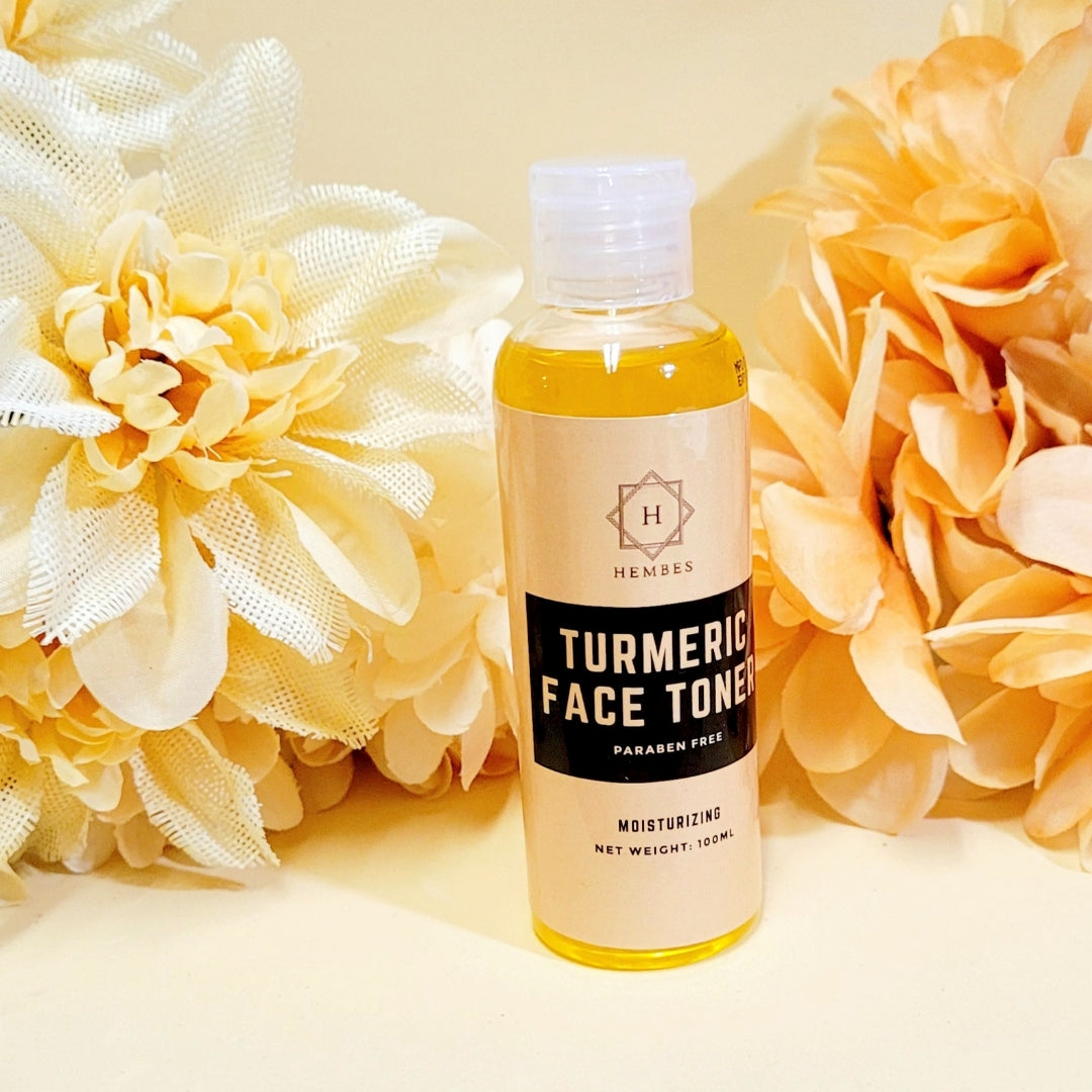 Hembes turmeric skincare products. How to clear skin. Turmeric Skincare. Turmeric face toner. Turmeric toner. Dark spot corrector. Natural skincare products. How to treat acne. How to get rid of dark spots. Dark spots. Acne spots. Pimples. Skincare routine