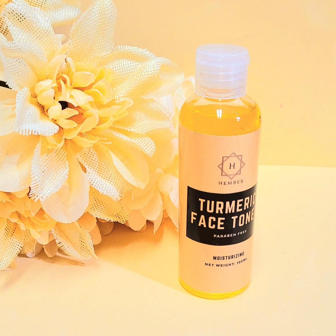 Hembes turmeric skincare products. How to clear skin. Turmeric Skincare. Turmeric face toner. Turmeric toner. Dark spot corrector. Natural skincare products. How to treat acne. How to get rid of dark spots. Dark spots. Acne spots. Pimples. Skincare routine