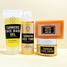 Hembes turmeric skincare products. How to clear skin. Turmeric Skincare. Full skincare set. Skincare routine set. Skincare collection. Face moisturizer. Face wash. Turmeric serum. face cream.Natural skincare products. How to treat acne. How to get rid of dark spots. Dark spots. Acne spots. Pimples. Skincare routine. Glowing skin. Healthy skin. Sensitive skin. Reduce fine lines. Reduce wrinkles. Even skin. Hydrate skin. Nourish skin. Dry skin. Oily skin. Combination skin. Anti-aging skincare