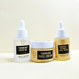 Hembes turmeric skincare products. How to clear skin. Turmeric Skincare. Full skincare set. Skincare routine set. Skincare collection. Face moisturizer. Face wash. Turmeric serum. face cream.Natural skincare products. How to treat acne. How to get rid of dark spots. Dark spots. Acne spots. Pimples. Skincare routine. Glowing skin. Healthy skin. Sensitive skin. Reduce fine lines. Reduce wrinkles. Even skin. Hydrate skin. Nourish skin. Dry skin. Oily skin. Combination skin. Anti-aging skincare