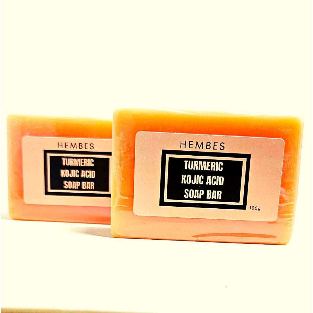 Kojic acid soap. Turmeric kojic acid soap. Hembes skincare. Soap to clear skin. Soap for sensitive skin. Dark spot corrector. turmeric soap. acne, hyperpigmentation