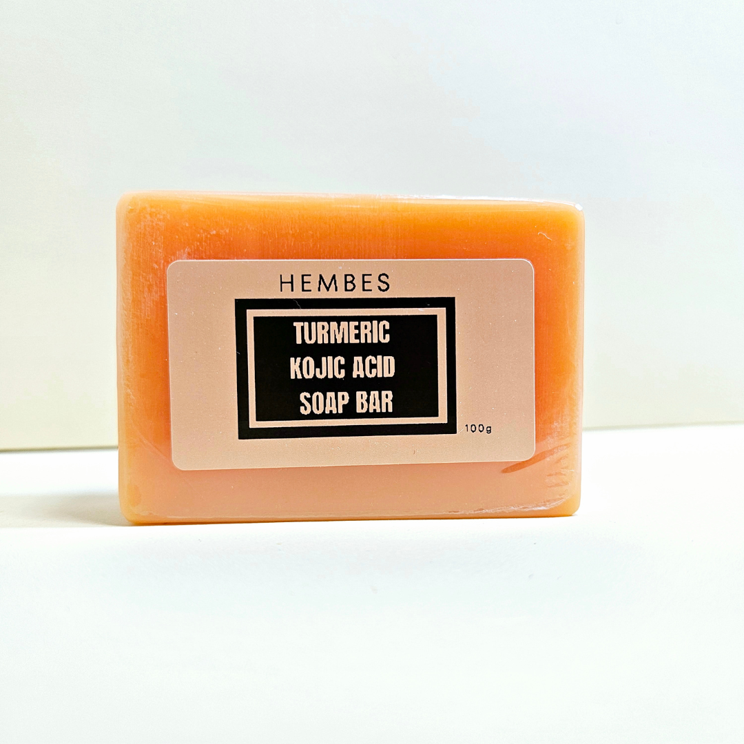 Kojic acid soap. Turmeric kojic acid soap. Hembes skincare. Soap to clear skin. Soap for sensitive skin. Dark spot corrector. turmeric soap, hyperpigmentation, acne, how to fade dark spots, how to clear acne