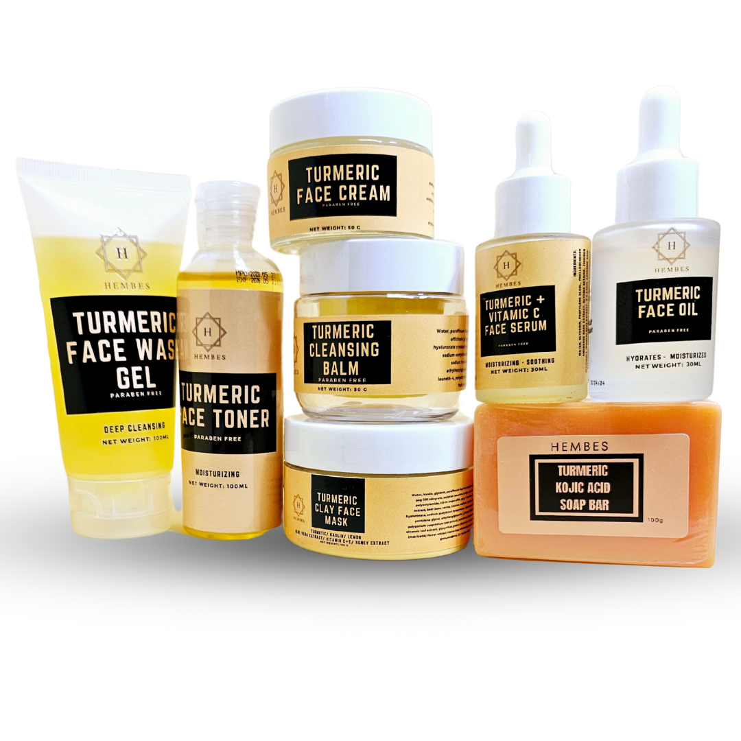 Turmeric hyperfade skincare set. Skincare products for dark spots. Skincare products for hyperpigmentation. Turmeric Skincare products. Skincare products for clearing dark spots.
